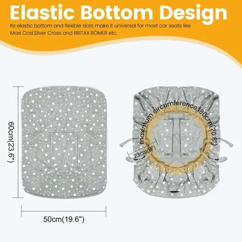 Vista 6 de Orzbow Funda Protectora para Asiento de Coche Infantil, Protector de Asiento para Bebé 100% Algodón, Forro de Asiento de Coche de Ajuste Universal