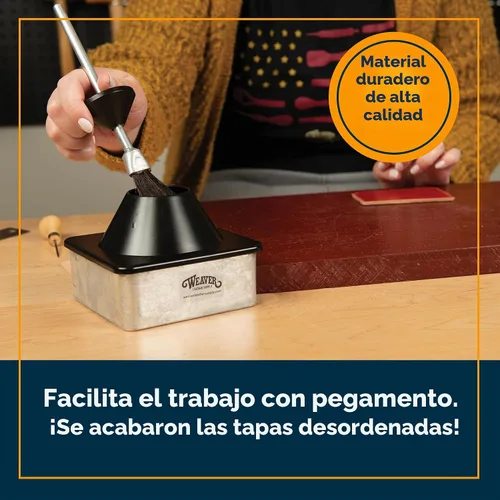 Vista 2 de Weaver Leather Supply - Olla de pegamento de 25 onzas, color negro, contenedor de pegamento de aluminio robusto con cepillo integrado, herramienta