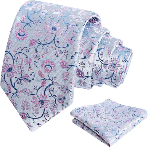 Vista 199 de Alizeal Mens 3.15inches Leaf Flower Pattern Tie with Floral Pocket Square Set