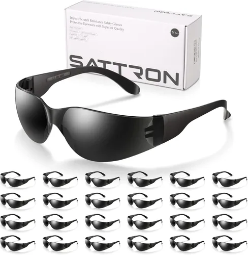Vista 13 de 100 paquetes de gafas de seguridad teñidas, gafas protectoras resistentes a arañazos e impactos, lentes de policarbonato de humo oscuro para Paquete