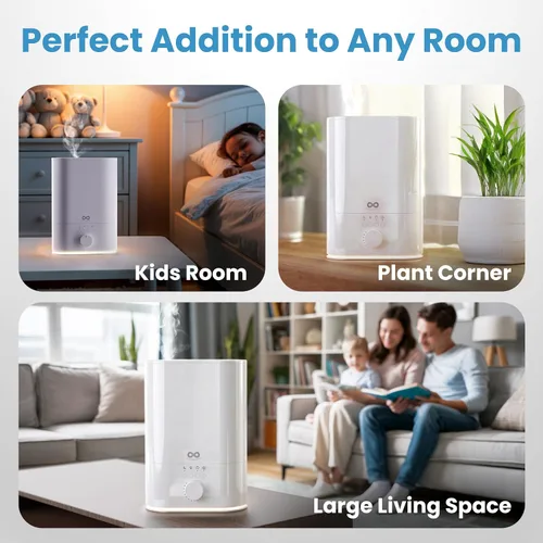 Vista 8 de Everlasting Comfort Humidificador de 6L para Habitación Grande, Salida de Niebla Alta 50+ HR de Funcionamiento Humidificadores Ultrasónicos