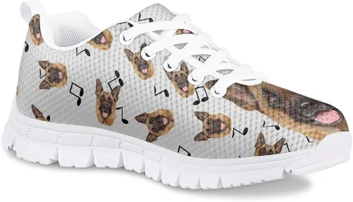 Vista 4 de Divertidos zapatos de tenis con estampado de perro y gato para niñas y niños, de malla ligera, zapatos deportivos casuales para correr
