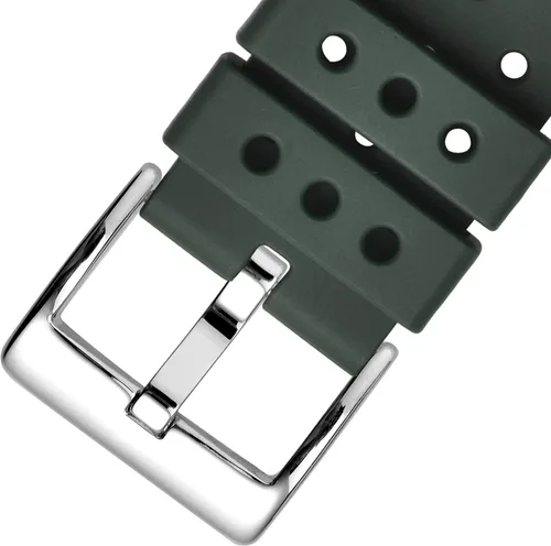 Vista 8 de WOCCI Correa de reloj ventilada de 0.866 in para hombre, goma FKM, hebilla plateada (verde militar)