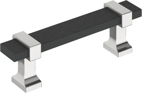 Vista 25 de Amerock Overton - Tirador para gabinete de 96 mm de centro a centro en acabado negro mate cepillado/bronce champán, BP36681BMBCZ