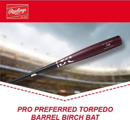 Vista 2 de Rawlings Torpedo Barrel Birch Wood Baseball Bat Pro Preferred Collection