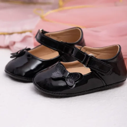 Vista 3 de Babelvit Zapatos planos Mary Jane de primera calidad con lazo para bebé, vestido de princesa para boda, zapatos de bautismo, suela de goma, piel