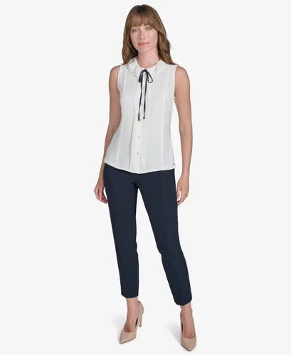 Vista 2 de Tommy Hilfiger Blusa sin mangas con volantes para mujer