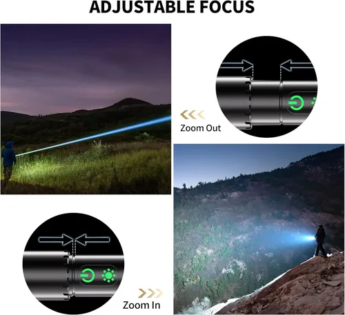 Vista 4 de IPepul Linternas Recargables, Linternas de Altos Lúmenes Súper Brillantes, Linterna Táctica con 9 Modos de Luz, Linternas de Mano para el Hogar