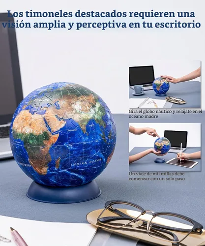 Vista 3 de Pintoo Rompecabezas 3D clásico pequeño globo de tierra de 6 pulgadas con 240 piezas de plástico curvas, globos del mundo para adultos unisex