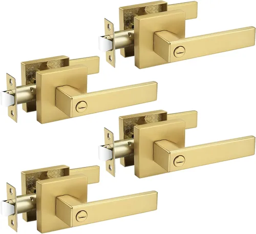 Vista 25 de Probrico - 1 manija inactiva dorada para puerta, moderna, para armario, resistente, para interior, sin giro, reversible para lado derecho e izquierdo