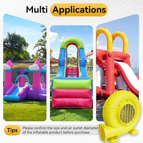 Vista 5 de Soplador de Casa de Rebote, Soplador Inflable Potente de 380W 0.51HP Bomba de Aire Portátil para Inflables al Aire Libre, Casa de Burbujas