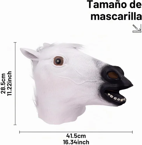 Vista 8 de Máscara de caballo blanco, disfraz de animal de cabeza completa