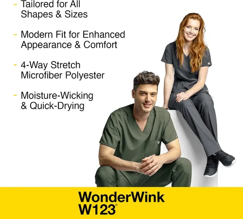 Vista 5 de WonderWink Camiseta con cuello en V para hombre W123 6355