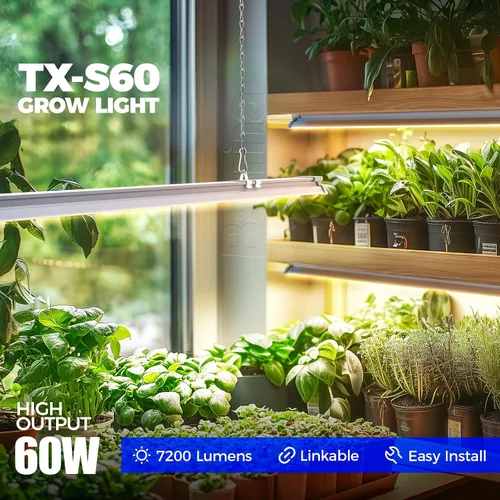 Vista 2 de Barrina TX-S60 Luz de crecimiento de 4 pies para plantas de interior, 240W (4 x 60W, equivalente a 1680W), alto PPFD, espectro completo con LEDs