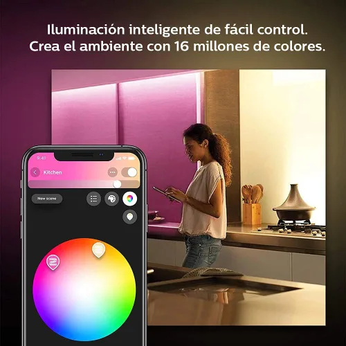 Vista 3 de Philips 800268 Hue LightStrip Plus - Extensión de luz LED inteligente regulable (compatible con Amazon Alexa, Apple HomeKit y Google Assistant)