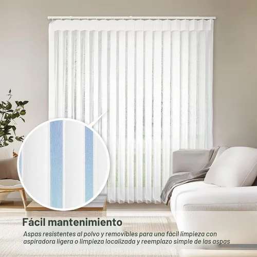 Vista 6 de CHICOLOGY Elegantes Persianas Verticales Transparentes Blancas para el Hogar, Ventanas Interiores Grandes, Puerta Corrediza, Patio (78" An x 84" Al)