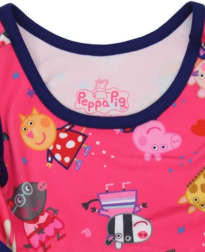 Vista 4 de Peppa Pig Vestido ultra suave ajustado y acampanado para niñas pequeñas (3T, rosa), Rosado