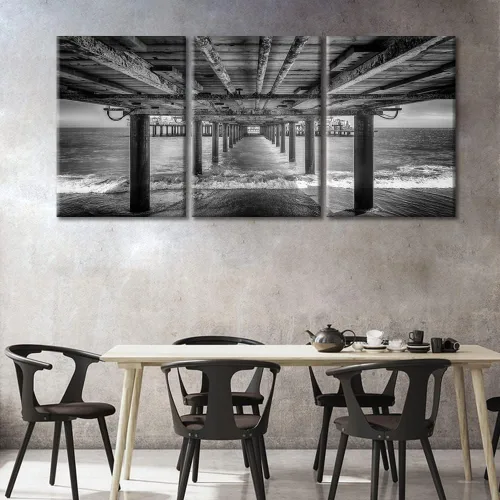 Vista 16 de TUMOVO Cuadros de la ciudad de Nueva York, arte de pared en blanco y negro, 3 paneles, rascacielos del centro de América, impresiones artísticas