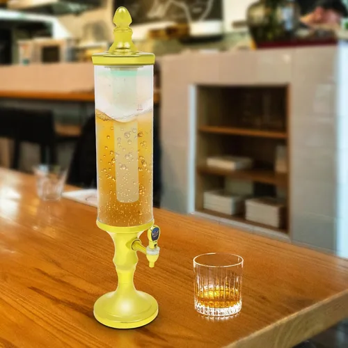 Vista 6 de Dispensador de torre de cerveza de 3 litros con tubo de hielo y dispensador de cerveza de mesa ligera, 3.2 cuartos de galón /102 onzas, dispensador