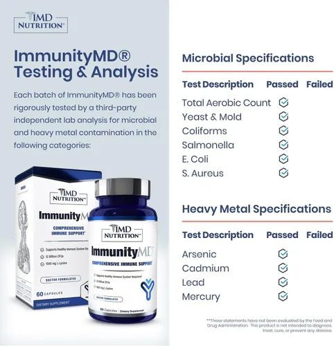 Vista 2 de 1MD Nutrition ImmunityMD - Probiótico para la salud inmunológica Potentes cepas probióticas seleccionadas por médicos con prebiótico - Promueve