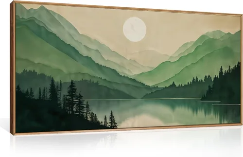Vista 73 de Celestdeco Juego de arte de pared en lienzo abstracto y neutro grande con marco naranja, moderno y minimalista para pared, diseño geométrico bohemio