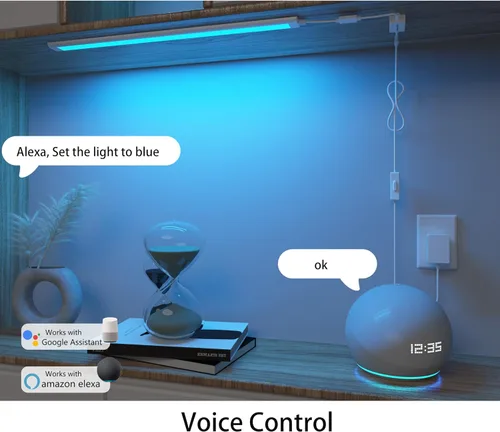 Vista 4 de Barra de luz LED, enchufable, regulable, blanco ajustable y cambio de color RGB, Alexa, luces de contador remoto habilitadas para Google Home