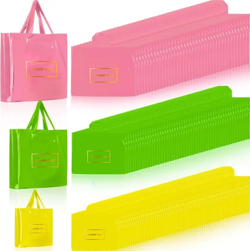 Vista 7 de Teling 200 piezas de bolsas de plástico "Thank You" al por mayor, bolsas de mercancía para bodas y negocios, 9 x 12 pulg, 12 x 15 pulg, 15 x 18 pulg