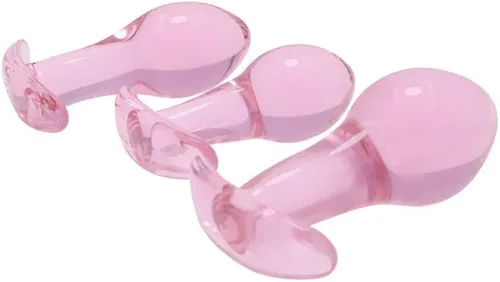 Vista 6 de Tapón anal Butt Plug rosa Vidrio transparente Anal Ano Masturbador para adultos Juguetes sexuales eróticos Culos Tapón anal Consolador de vidrio