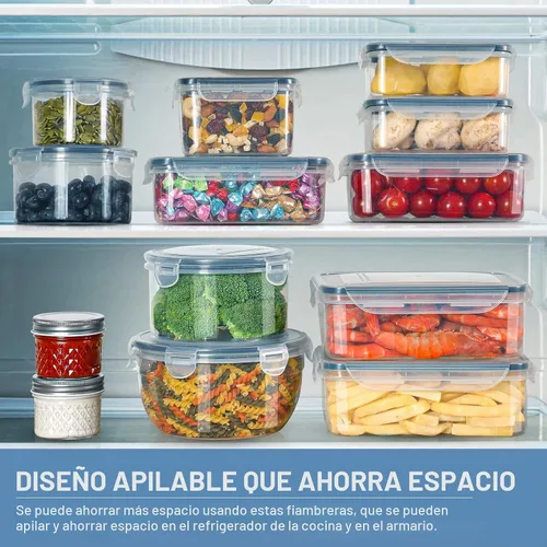 Vista 6 de 28 recipientes de almacenamiento de alimentos con tapas, recipientes extragrandes para congelador para alimentos, sin BPA, para carne, fruta Paquete