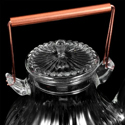 Vista 7 de Estilo retro resistente al calor Hervidor de té de vidrio 27.1 fl oz estufa hervidor de cobre mango para cocinar té