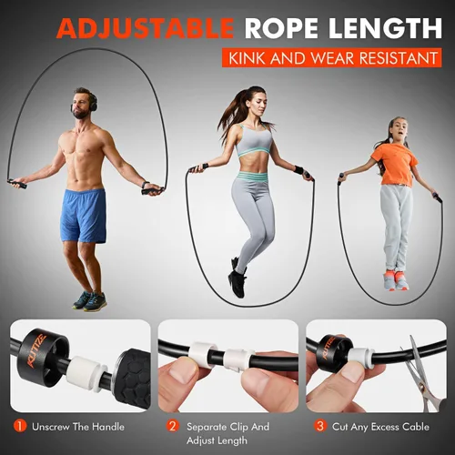 Vista 6 de KUTIZE Cuerda de saltar, cuerda de saltar pesada para hombres y mujeres, cuerdas de saltar pesadas ajustables de 1 libra, adecuada para boxeo