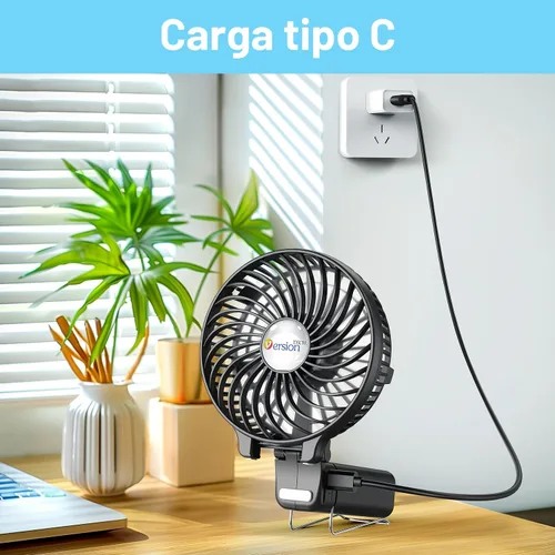Vista 8 de VersionTECH. Ventilador de mano portátil, potente+durable+4000mAh+plegable 180°, mini ventiladores de mesa con USB recargable funciona