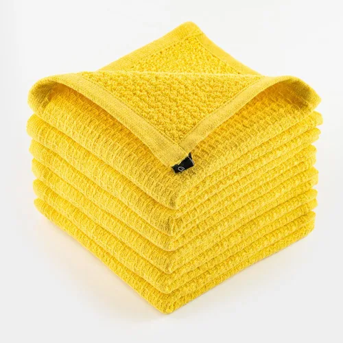 Vista 20 de Paños de limpieza de platos de cocina, paños de cocina con diseño de toalla de gofre, trapos de algodón lavables de 12 x 12 pulgadas para secar