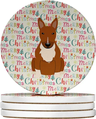 Vista 152 de Abyssinian Sand Terrier Merry Christmas - Posavasos grandes de piedra arenisca (4 unidades)