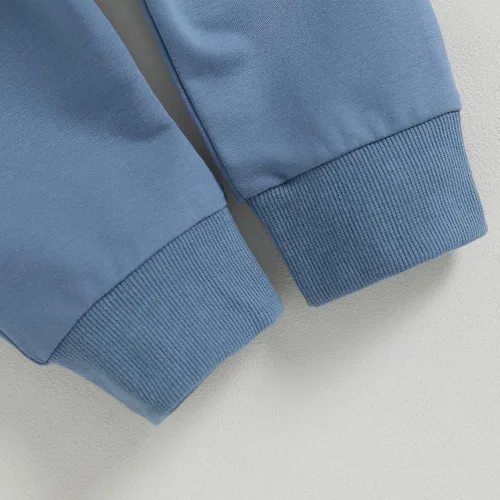 Vista 6 de BeQeuewll Ropa para bebé niño de otoño e invierno, 2 piezas, bloque de color, sudadera y pantalones con cuello redondo