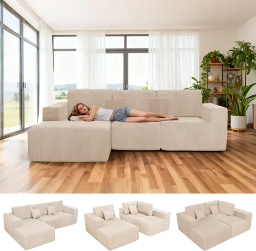 Vista 7 de Sofás deshuesados de 111 pulgadas para sala de estar, sofá de nube de 3 piezas, sofá modular modular profundo seccional, sofás comprimidos para sala
