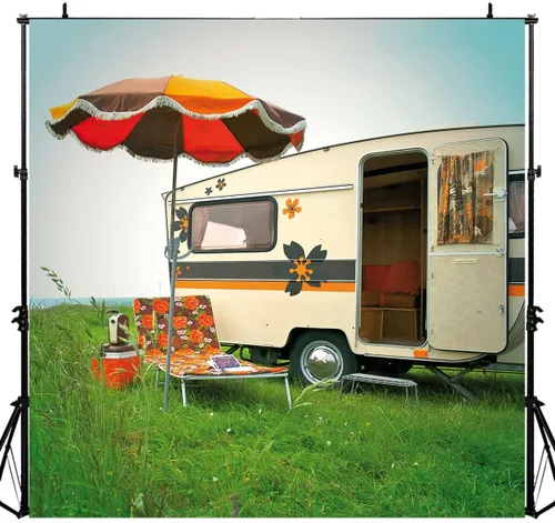 Vista 7 de Fondo de fiesta de camping para decoración de pared, campo de campo, sol, ocio, fiesta, fotografía, fondo, 5 x 5 pies, retrato de fotografía