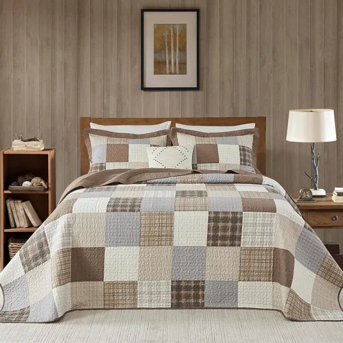 Vista 15 de Colchas ligeras tamaño King de 120x120, colcha de microfibra extra grande 100% algodón, colcha reversible con patrón botánico a rayas, juego de ropa