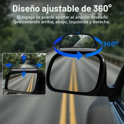 Vista 4 de Espejo de punto ciego, paquete de 2 unidades, espejo lateral para automóvil, punto ciego, ajustable, auxiliar, gran angular, espejo retrovisor