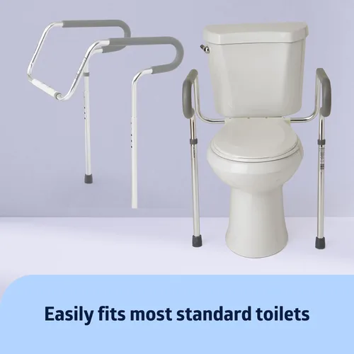 Vista 2 de Medline 's Guardian barra de seguridad para inodoro con altura ajustable para seguridad en el baño seguridad, ayuda en el baño y barra de sujeción