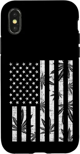 Vista 4 de Funda para iPhone 14 Weed Bandera de Estados Unidos Retro Marihuana Cannabis Patriot Stoner