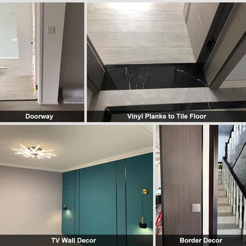 Vista 6 de Tira de umbral de transición de piso de aluminio de madera a azulejo, tira de puerta de piso laminado autoadhesiva, borde de transición de alfombra
