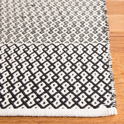 Vista 2 de SAFAVIEH Colección Montauk - Alfombra decorativa de 2 pies 3 pulgadas x 4 pies, color marfil y negro, hecha a mano de algodón estilo bohemio rural