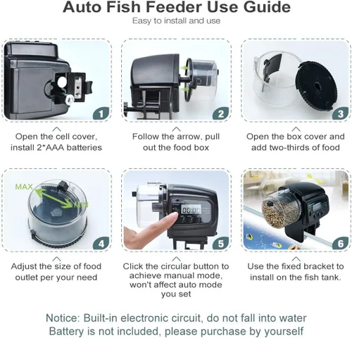 Vista 5 de Lychee Alimentador de peces de acuario Acuario de vacaciones Dispensador automático de alimentos para peces de tanque alimentador temporizador