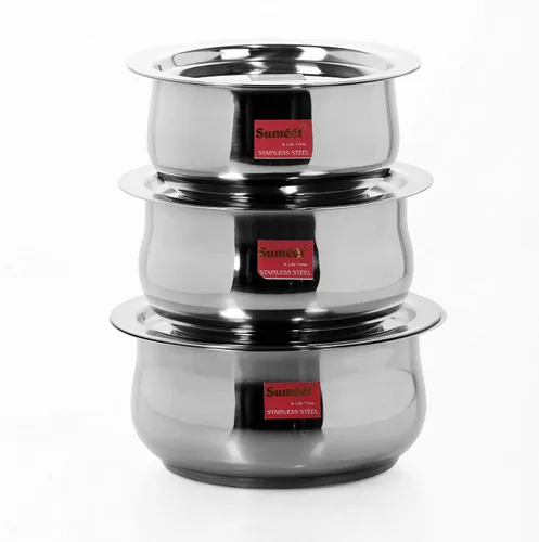 Vista 7 de Sumeet Juego de utensilios de cocina de acero inoxidable con tapa, 1.1, 1.6 L, 2 piezas (acero)