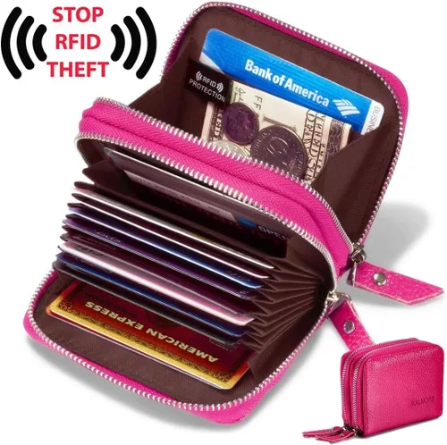 Vista 2 de Women's Leather RFID Secured Spacious Cute Zipper Card Wallet Small Purse