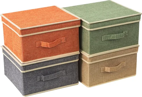 Vista 8 de Organizador de Cubos de Almacenamiento Contenedor 10.5" x 10.5" x 11" Cajas Grandes Canasta de Tela con Asas para Organizar Estantes Armario Ropa