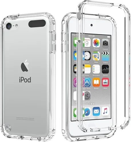 Vista 7 de Funda para iPod Touch 7, cristal transparente, no amarillea, resistente, suave, TPU de doble capa, resistente a prueba de golpes, funda transparente