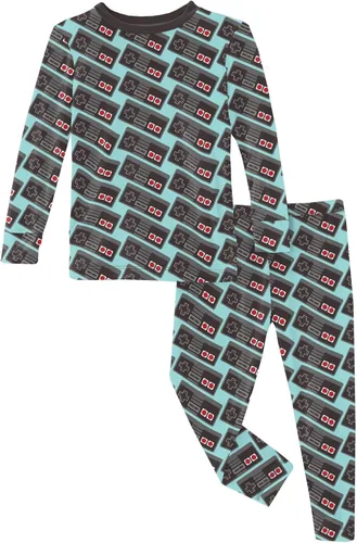Vista 14 de KicKee Pants Conjunto de pijama de manga larga con estampado de piezas