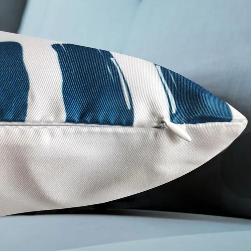 Vista 3 de Funda de almohada decorativa clásica con diseño de crayón de mano azul estilo capri, marcas geométricas, funda de almohada decorativa de 17 x 17